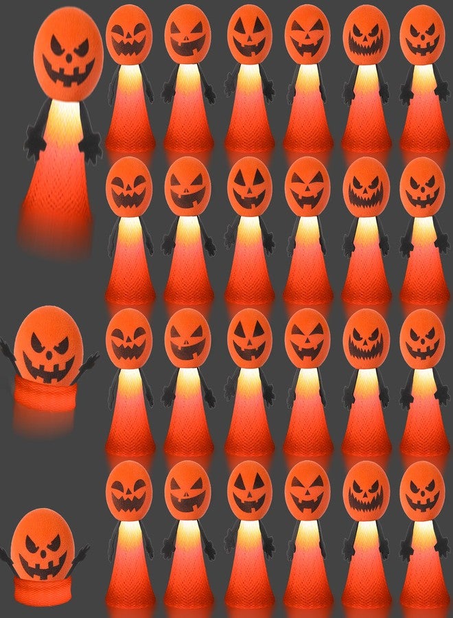 Oitnlaughter 24PCS Halloween Light Up Jumping Popper Pumpkin Spring Launchers with Flashing LED Halloween Party Favors for Halloween Bouncy Novelty for Goodie Bag Fillers - Image 1